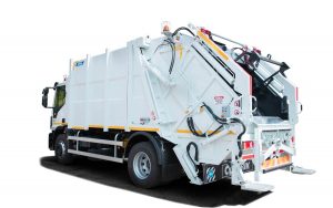 Press loading garbage vehicle ATRIK type R2P AU AV with an automatic discharge machine for large containers